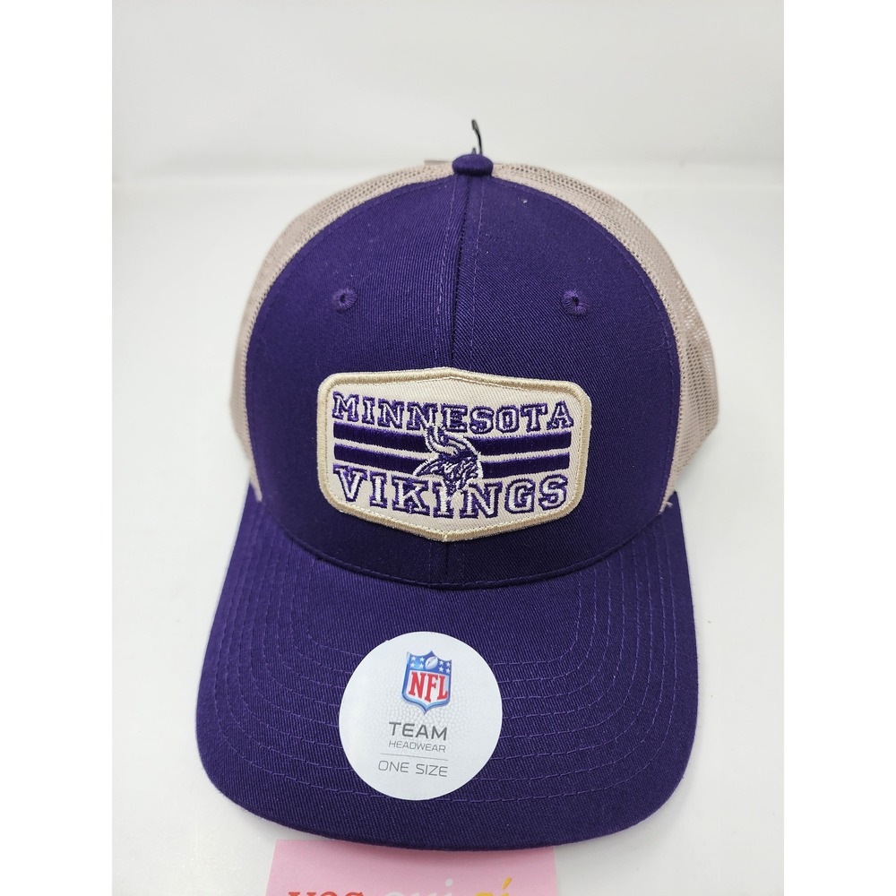 NFL Mens Minnesota Vikings Trucker Hat Purple Cotton Blend Snapback One Size